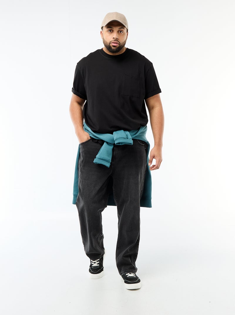 T-shirt à manches courtes avec poche poitrine Noir - Kiabi