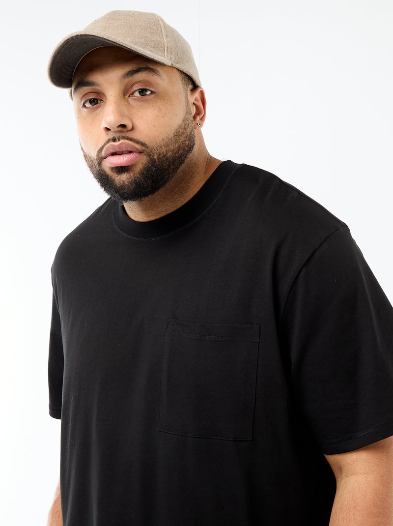 T-shirt à manches courtes avec poche poitrine Noir - Kiabi