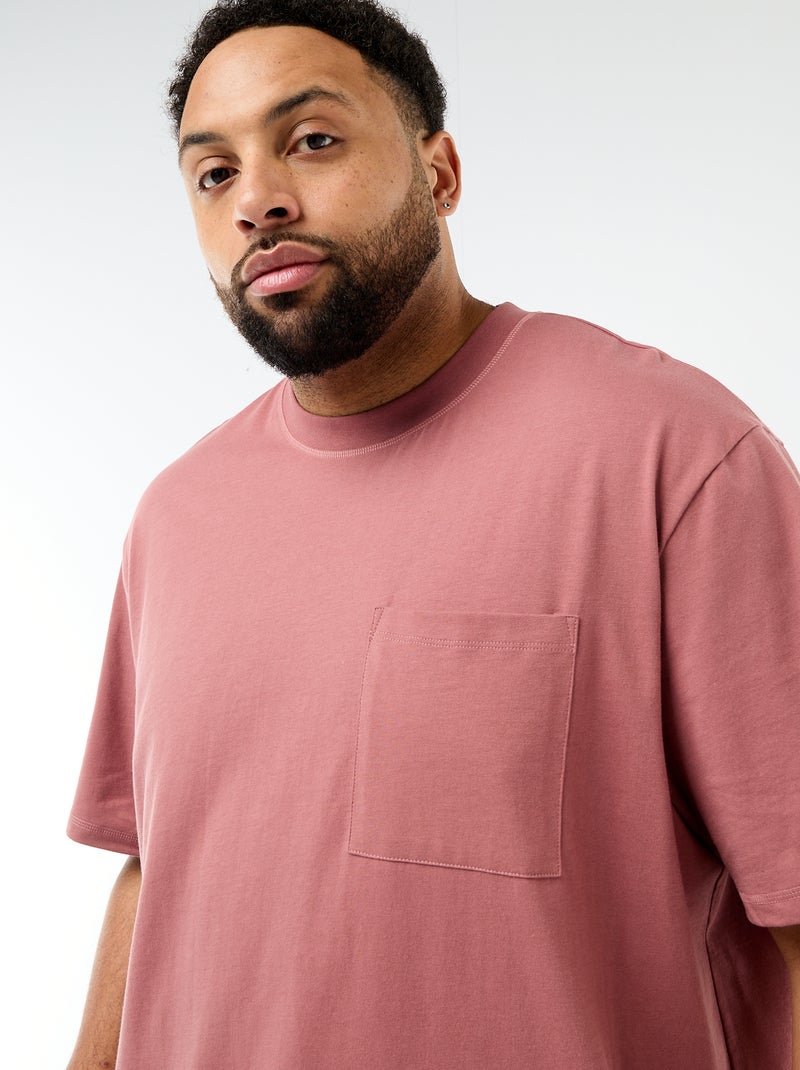 T-shirt à manches courtes avec poche poitrine Rose - Kiabi