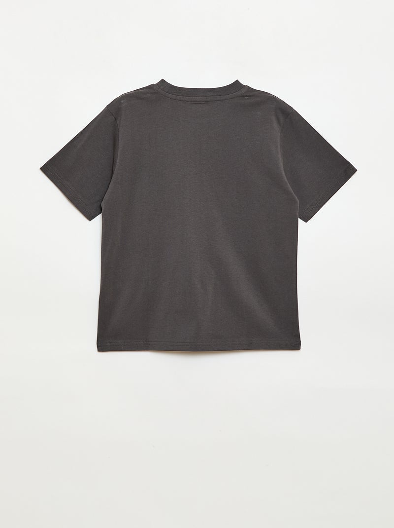 T-shirt à manches courtes brodé Gris - Kiabi