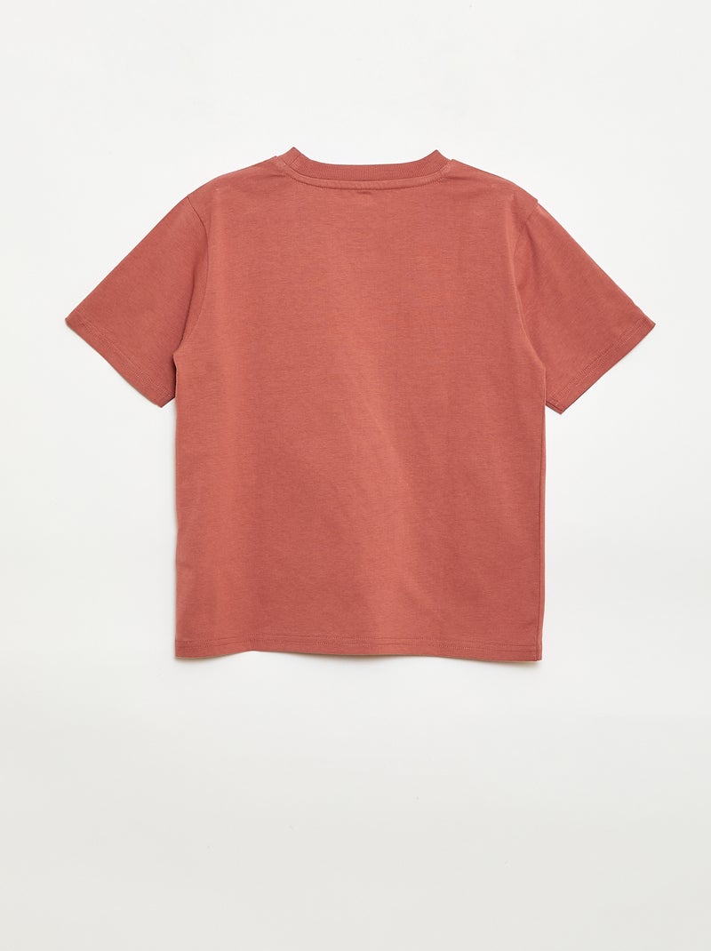 T-shirt à manches courtes brodé Rouge - Kiabi