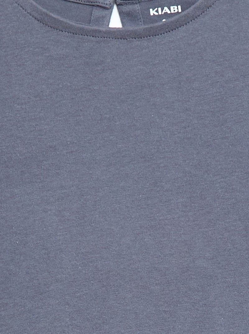 T-shirt à manches courtes en broderies anglaises Gris - Kiabi