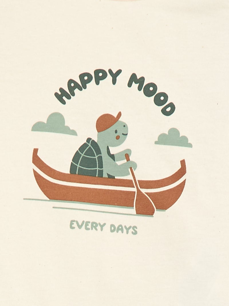 T-shirt à manches courtes en jersey de coton Beige - Kiabi