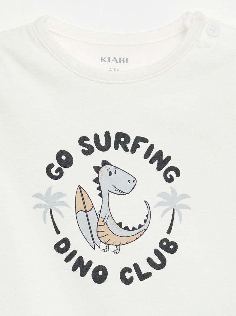 T-shirt à manches courtes en jersey de coton Blanc - Kiabi