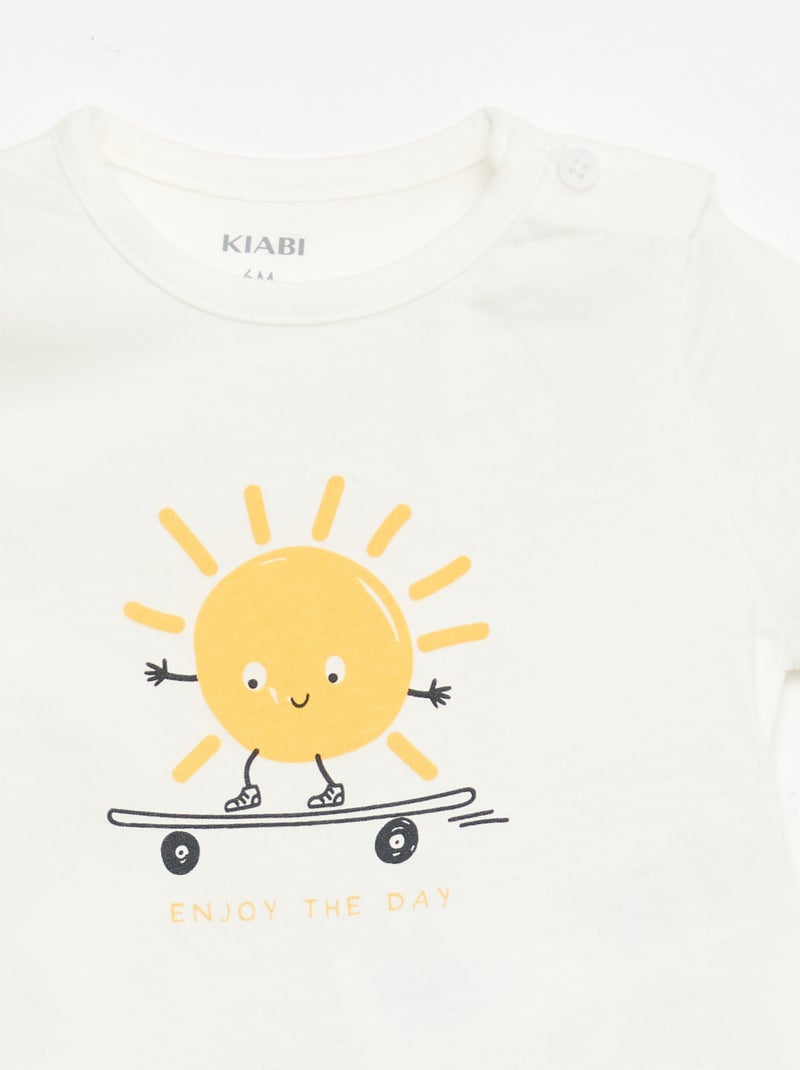 T-shirt à manches courtes en jersey de coton Blanc - Kiabi