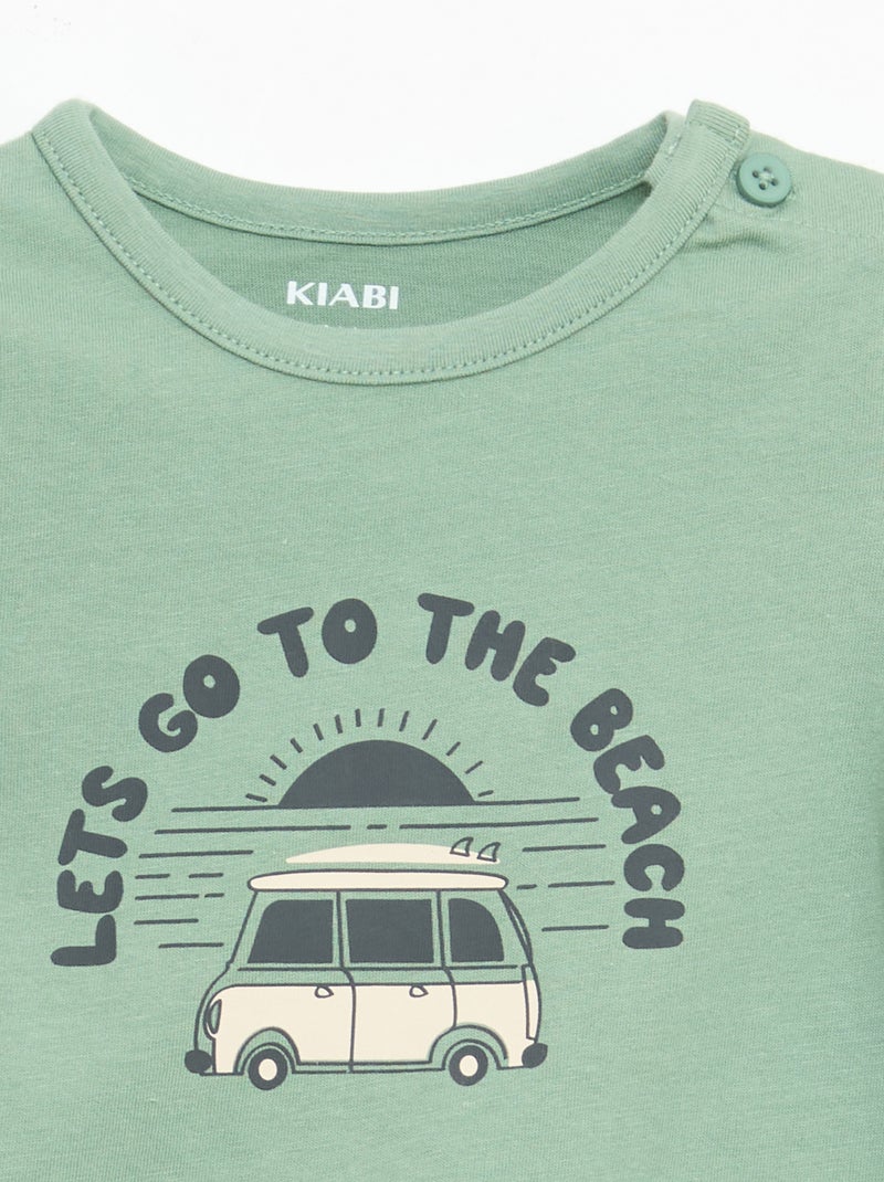 T-shirt à manches courtes en jersey de coton Vert - Kiabi