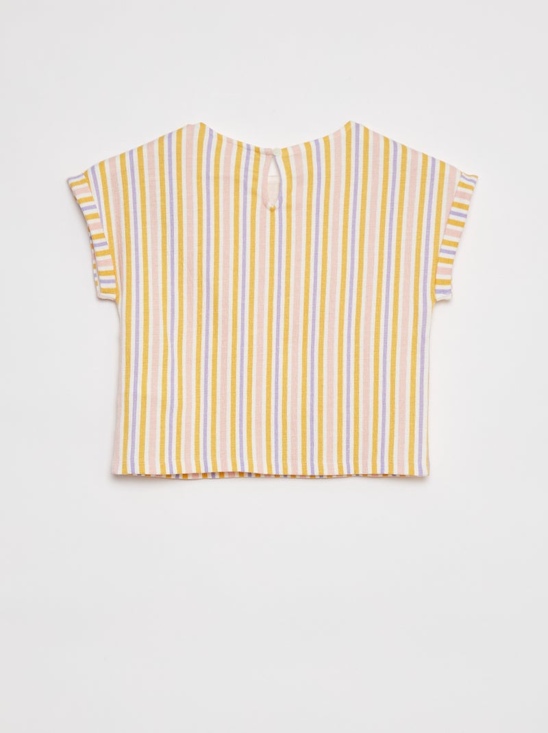 T-shirt à manches courtes en maille crêpe BEIGE - Kiabi