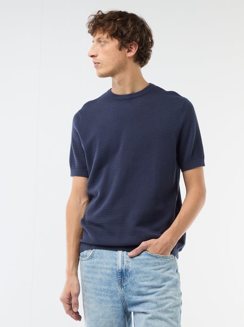 T-shirt à manches courtes en matière fantaisie - Kiabi