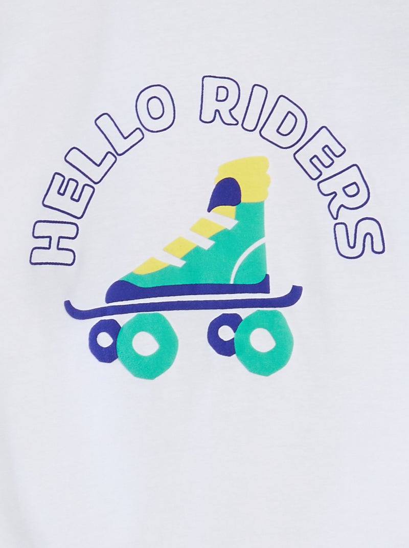 T-shirt à manches courtes et col rond avec imprimé BLANC - Kiabi