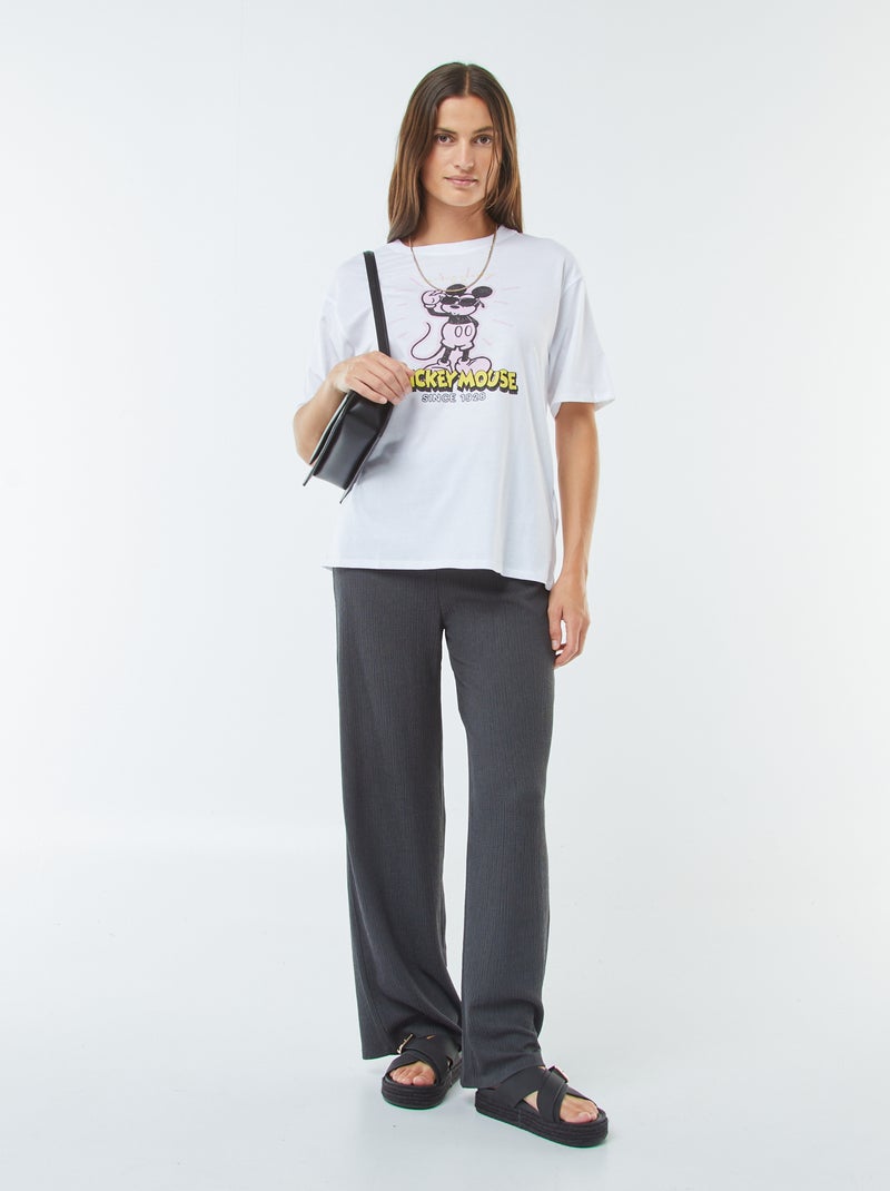 T-shirt à manches courtes et col rond 'Disney' Blanc - Kiabi