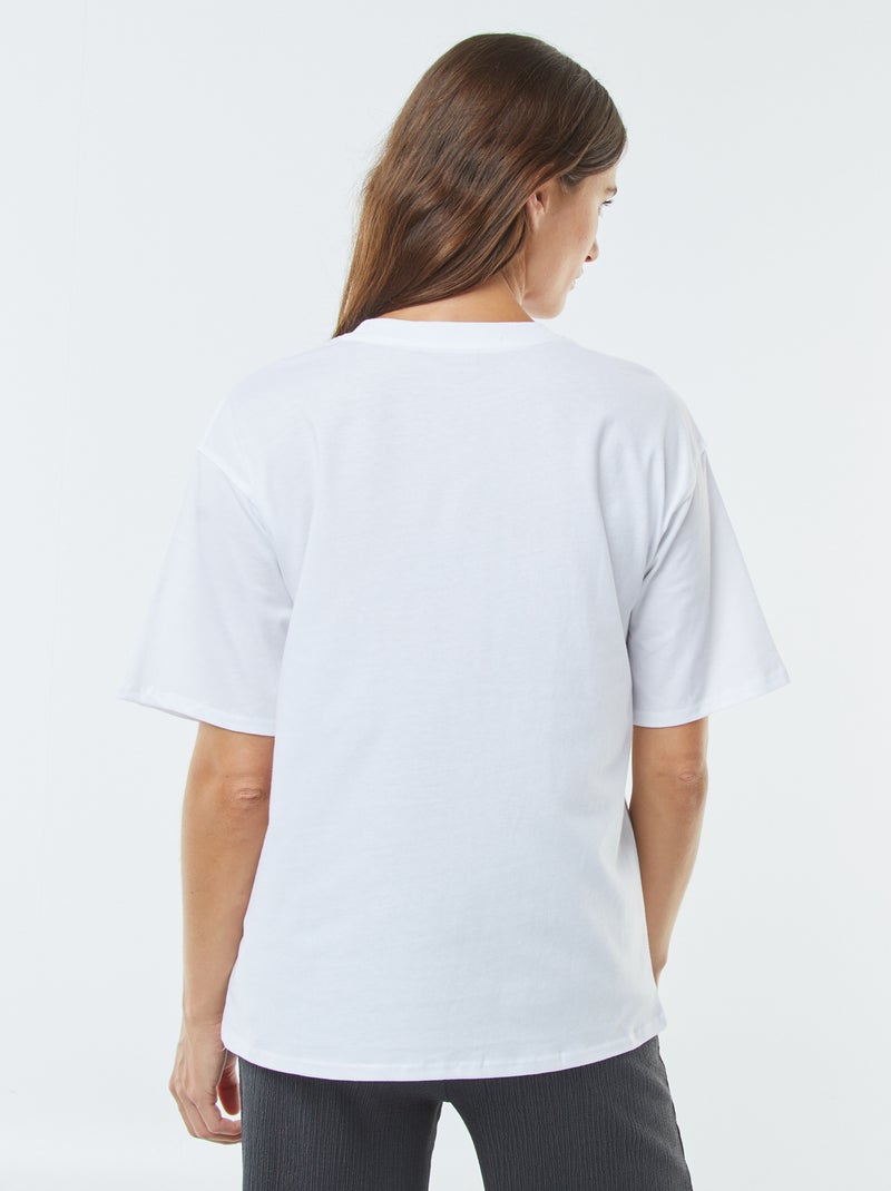 T-shirt à manches courtes et col rond 'Disney' Blanc - Kiabi