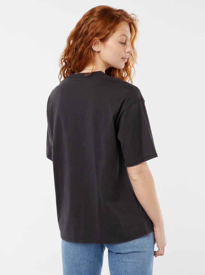 T-shirt à manches courtes et col rond 'Disney' Noir - Kiabi