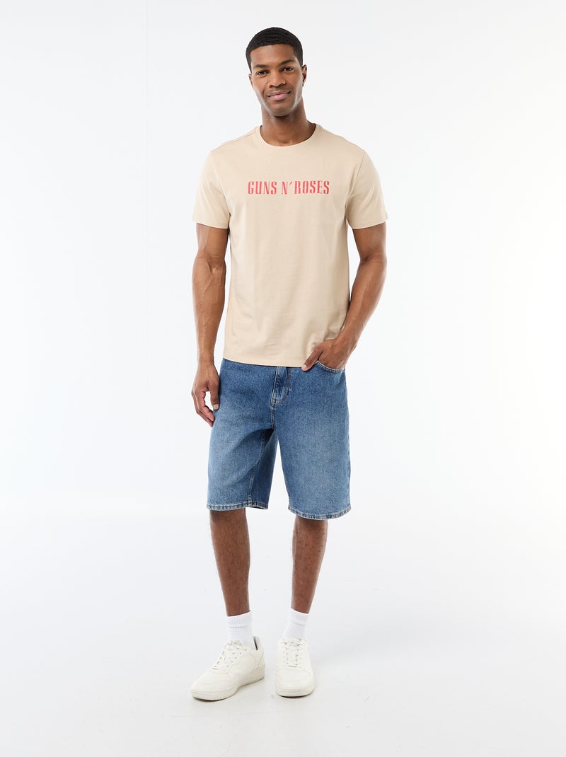 T-shirt à manches courtes 'Guns N' Roses' Beige - Kiabi