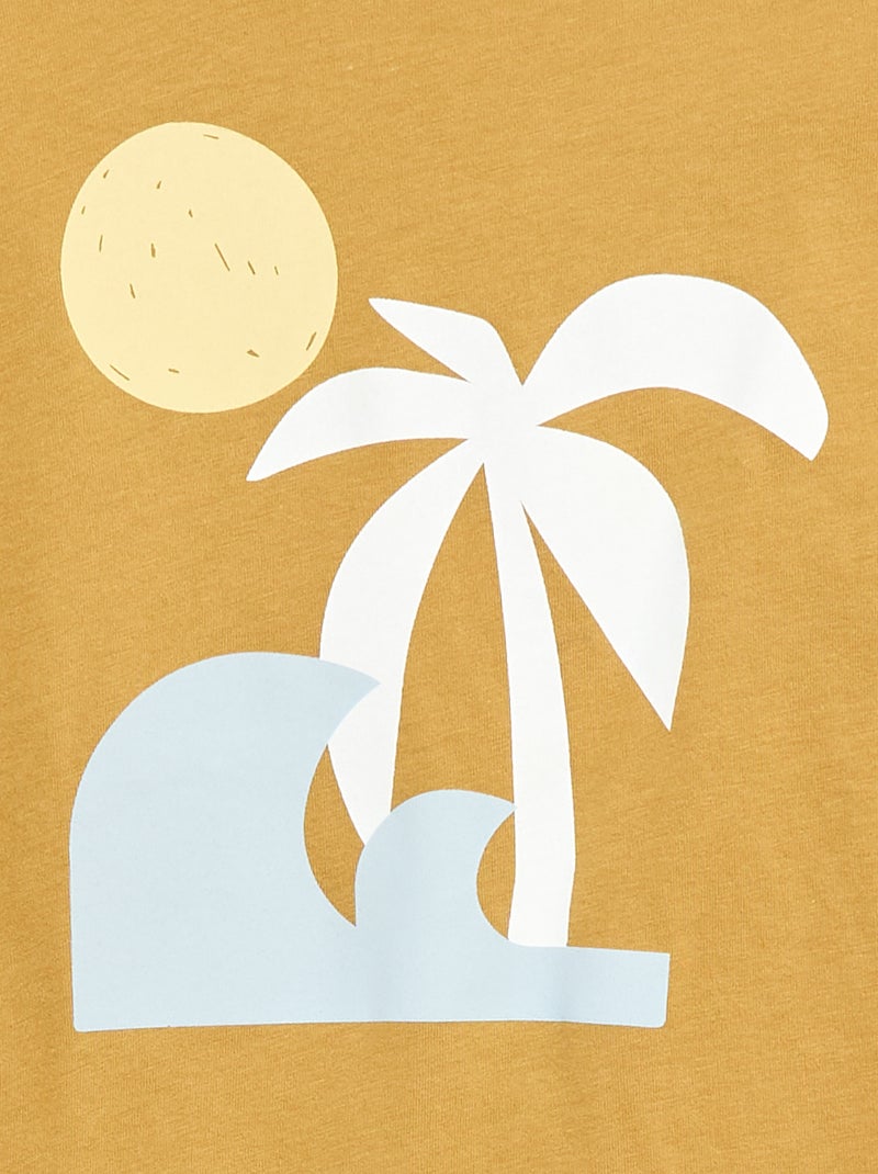 T-shirt à manches courtes imprimé Beige - Kiabi