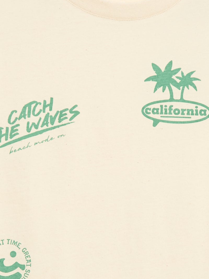 T-shirt à manches courtes imprimé Beige - Kiabi