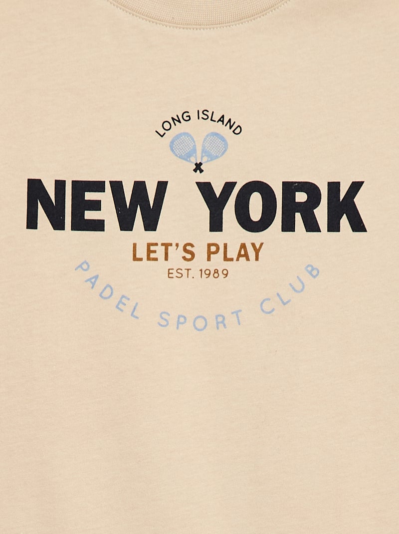 T-shirt à manches courtes imprimé Beige - Kiabi