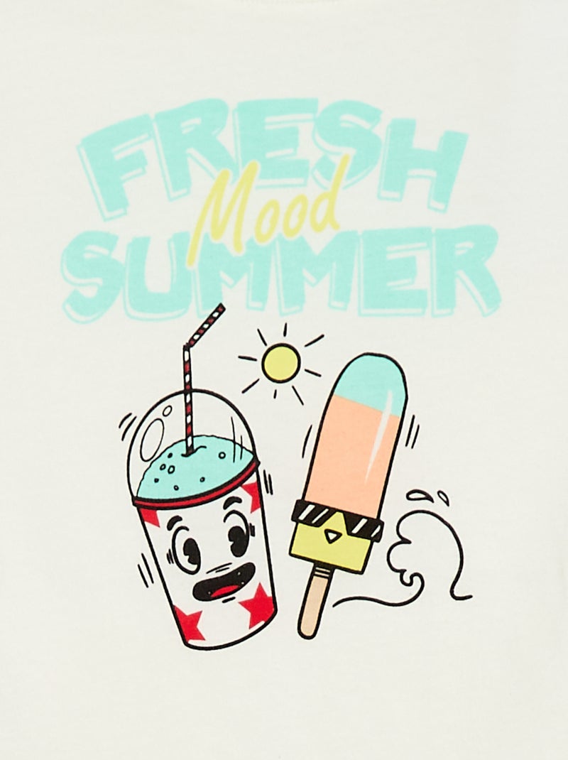 T-shirt à manches courtes imprimé Beige - Kiabi