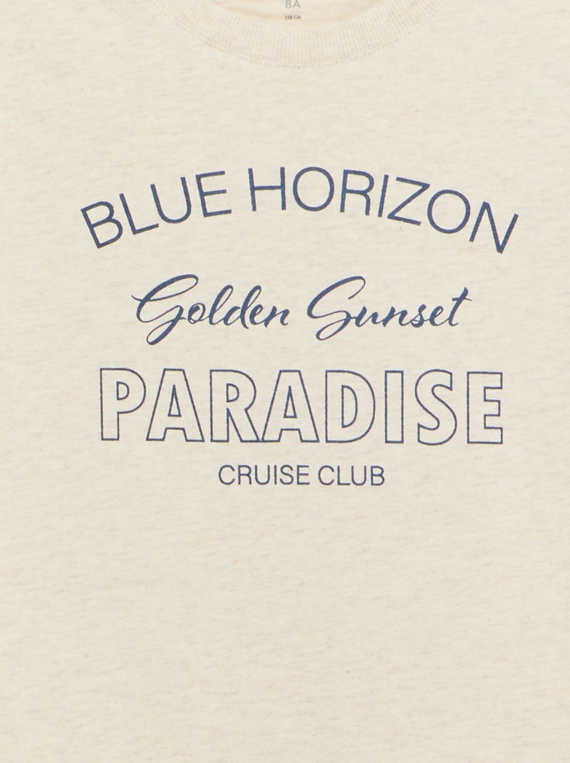 T-shirt à manches courtes imprimé Beige - Kiabi