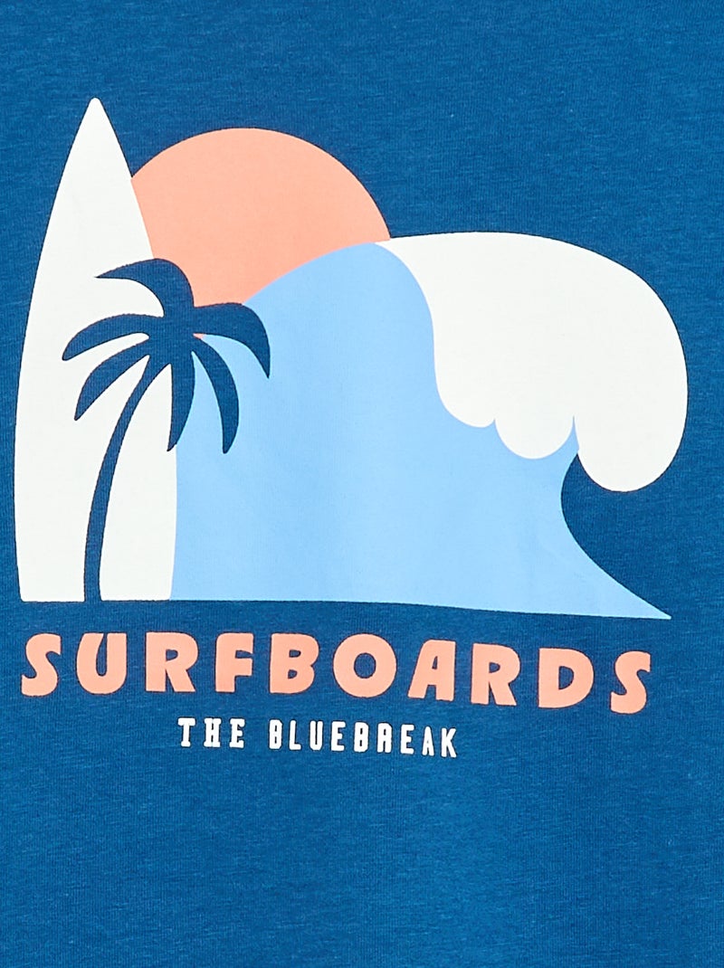 T-shirt à manches courtes imprimé Bleu - Kiabi