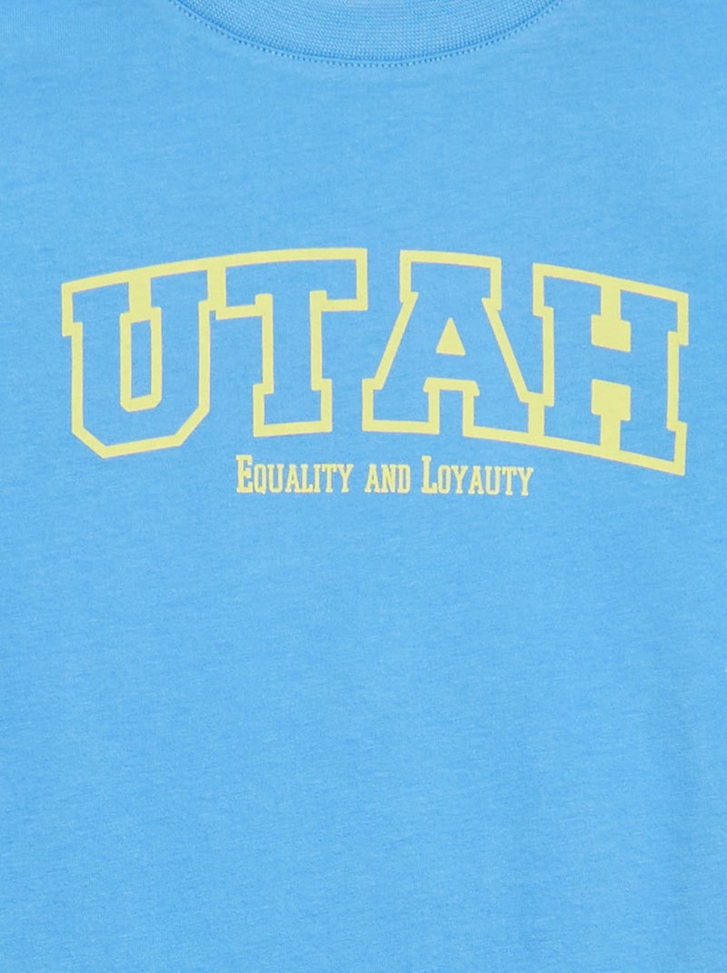 T-shirt à manches courtes imprimé Bleu - Kiabi