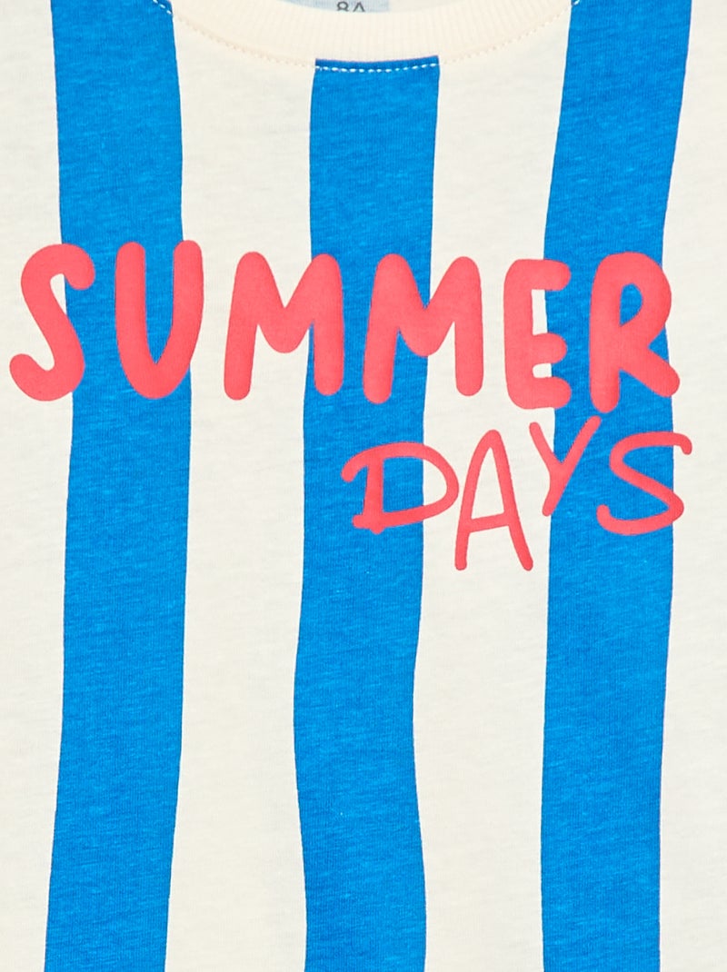 T-shirt à manches courtes imprimé Bleu - Kiabi