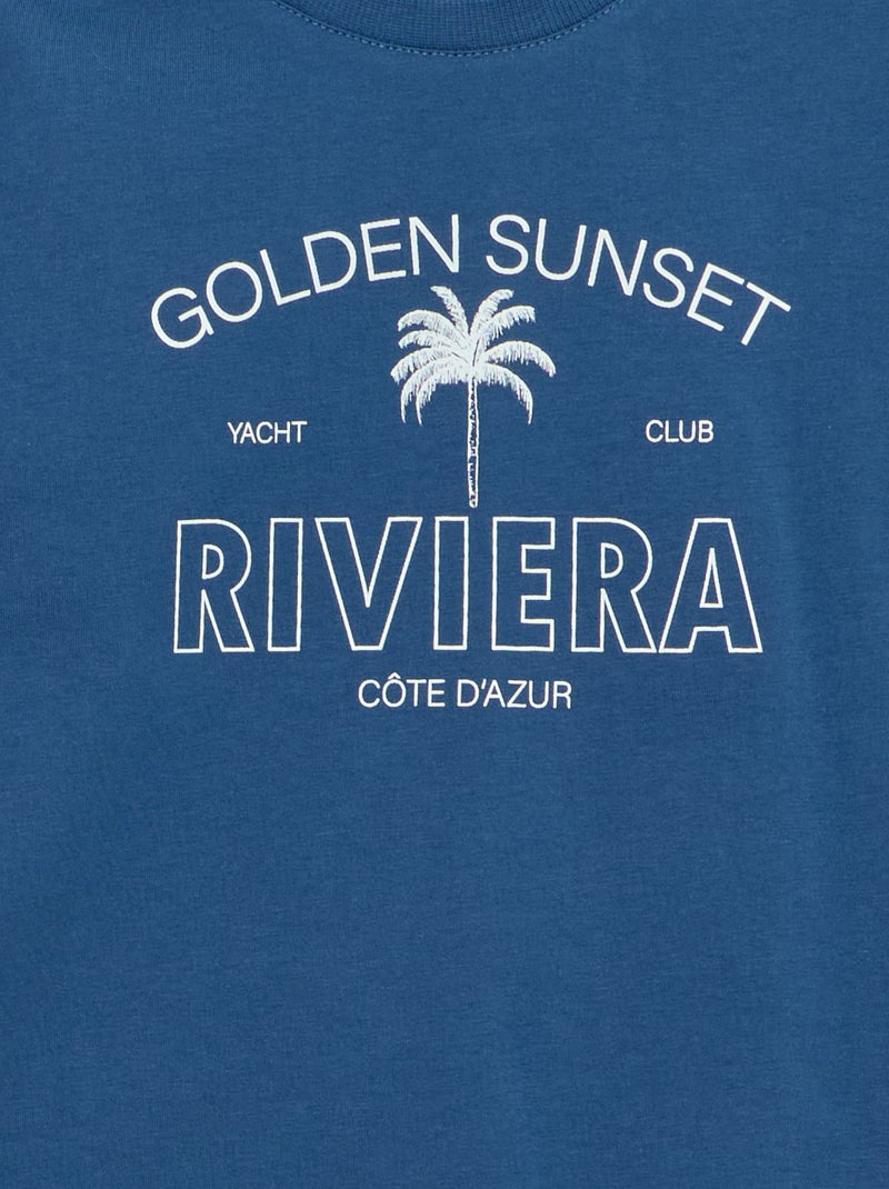 T-shirt à manches courtes imprimé Bleu - Kiabi