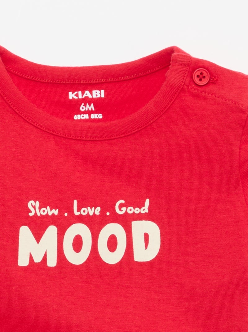 T-shirt à manches courtes imprimé Rouge - Kiabi