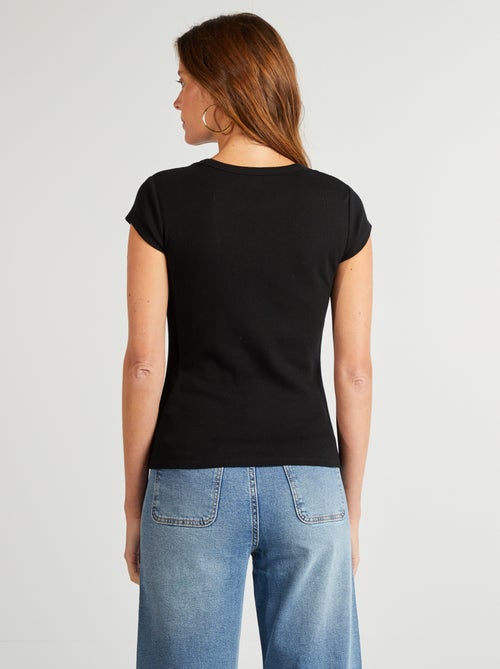 T-shirt à manches courtes maille côtelée - Kiabi