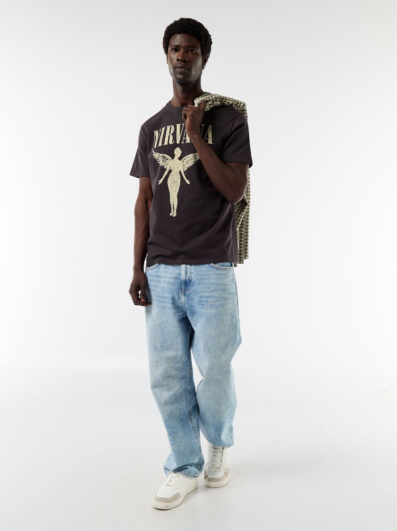 T-shirt à manches courtes 'Nirvana' Noir - Kiabi