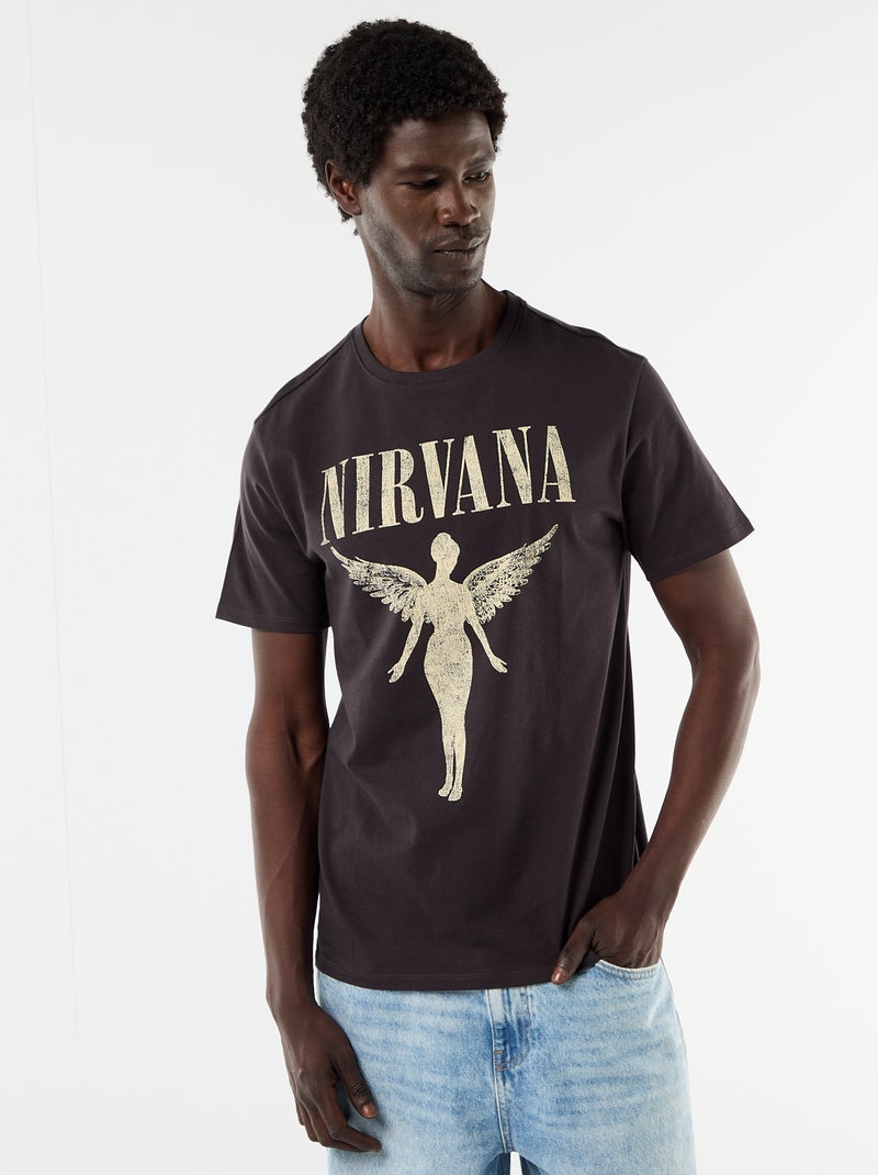 T-shirt à manches courtes 'Nirvana' Noir - Kiabi