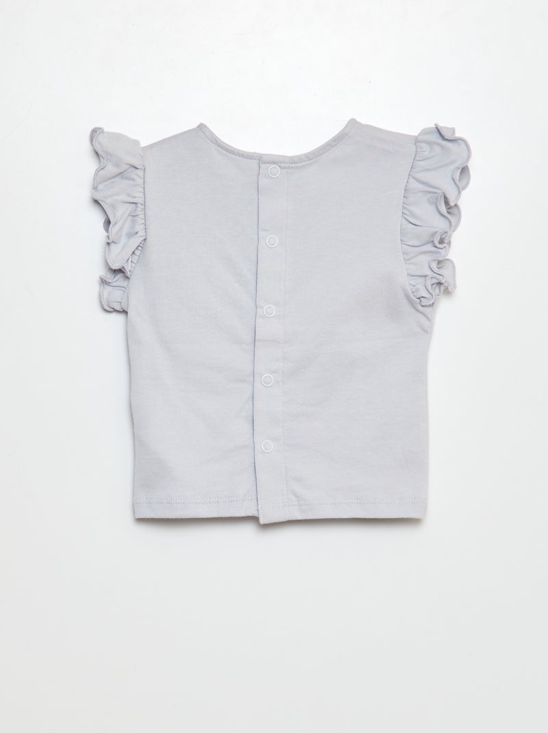 T-shirt à manches courtes volantées BLEU - Kiabi