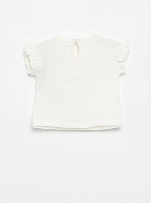 T-shirt à manches courtes volantées et broderies anglaises - Kiabi