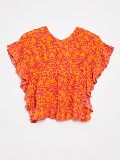 T-shirt à manches courtes volantées - Kiabi