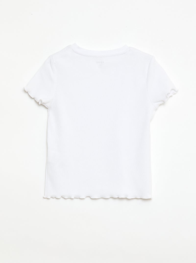 T-shirt à manches courtesavec forme ajourée Blanc - Kiabi