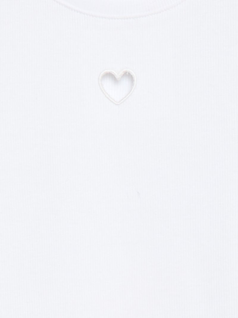 T-shirt à manches courtesavec forme ajourée Blanc - Kiabi