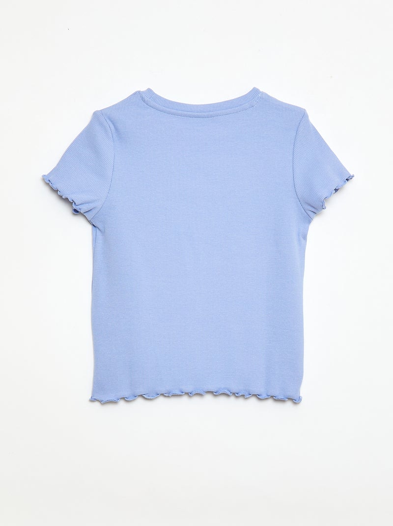 T-shirt à manches courtesavec forme ajourée Bleu - Kiabi