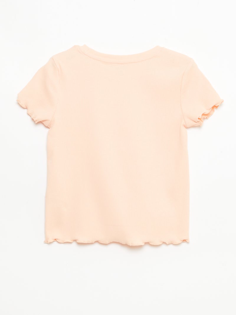 T-shirt à manches courtesavec forme ajourée Orange - Kiabi