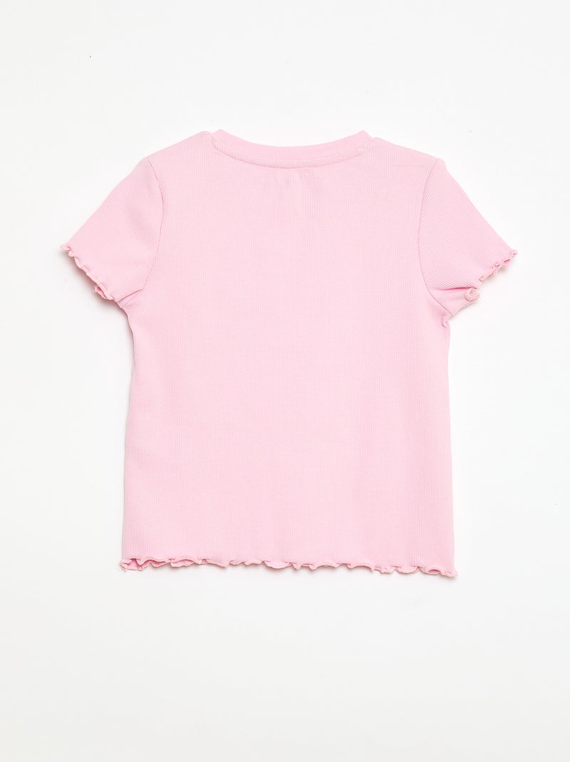 T-shirt à manches courtesavec forme ajourée Rose - Kiabi