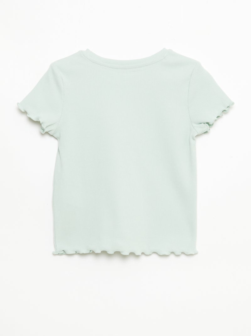 T-shirt à manches courtesavec forme ajourée Vert - Kiabi