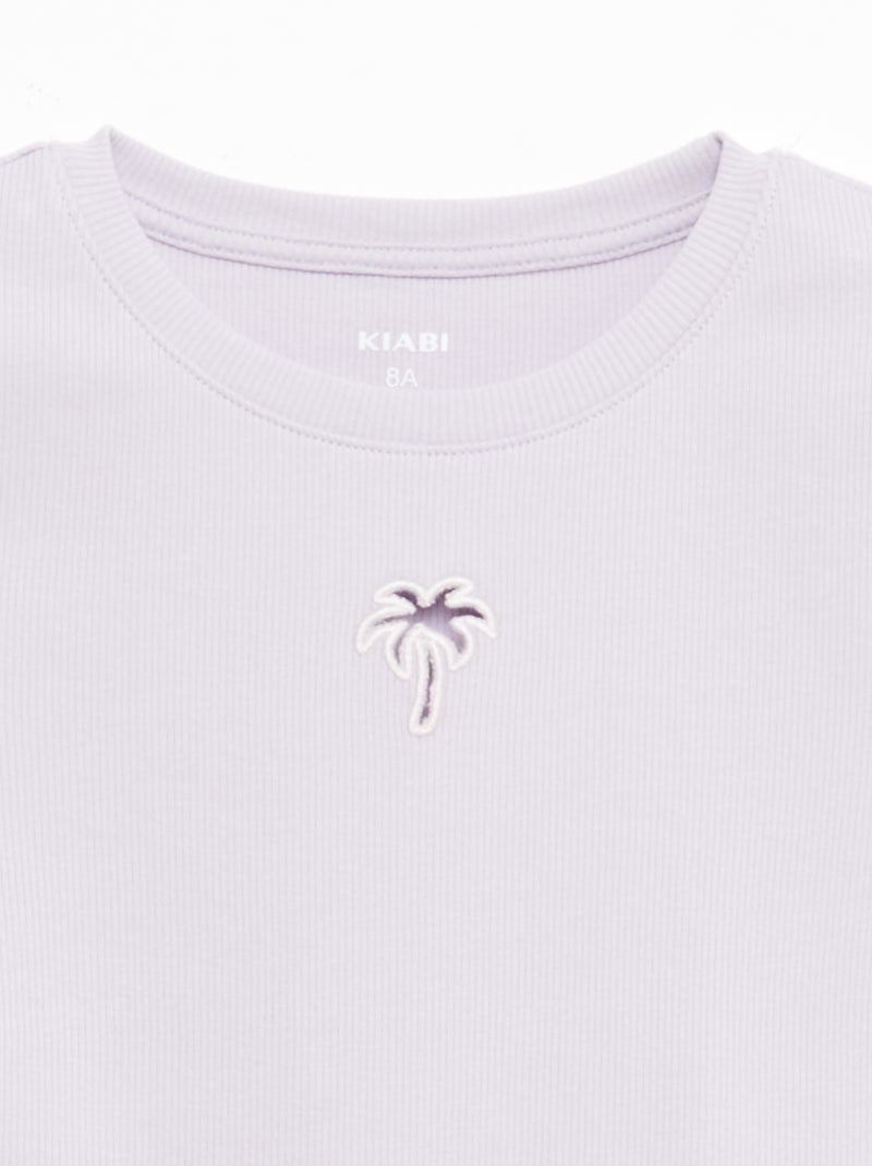T-shirt à manches courtesavec forme ajourée Violet - Kiabi