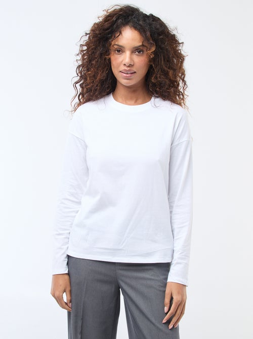 T-shirt à manches longue et col rond - Kiabi
