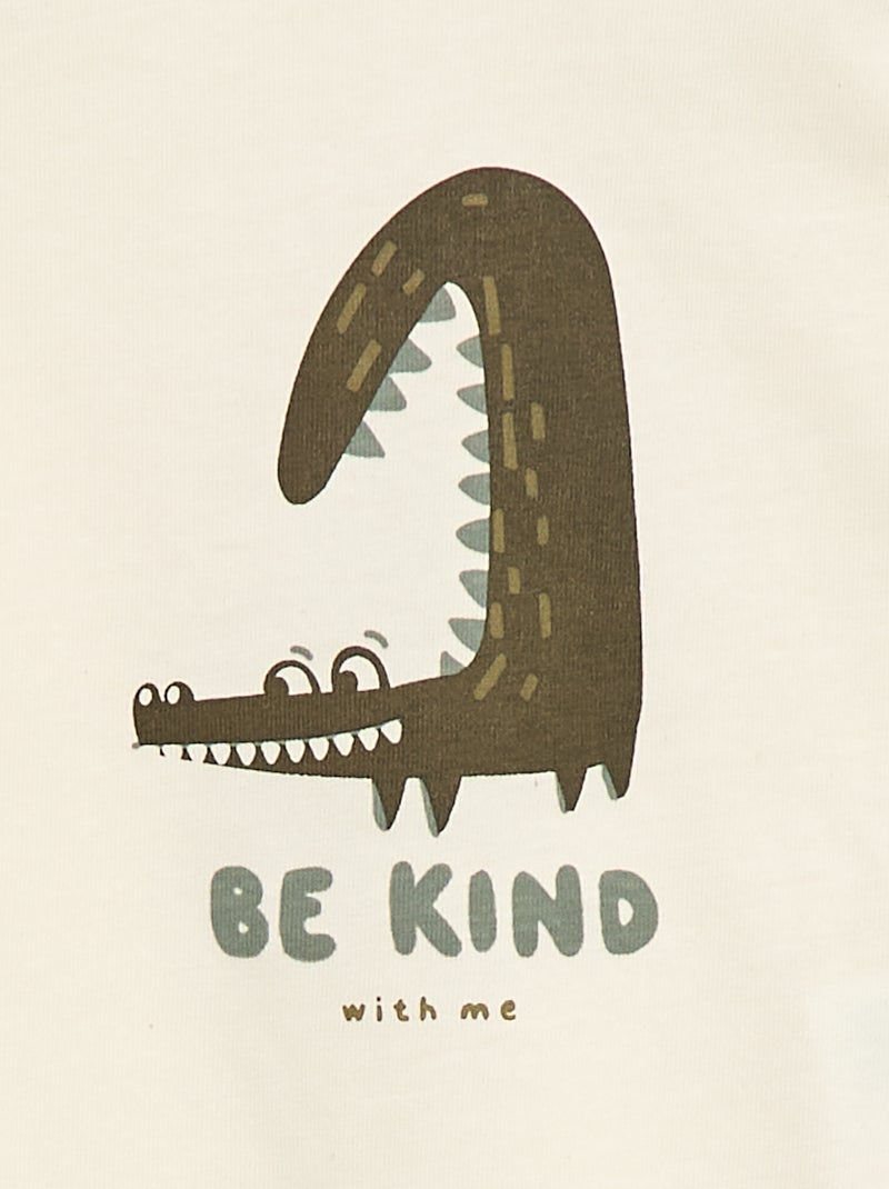 T-shirt à manches longues avec animation Blanc - Kiabi