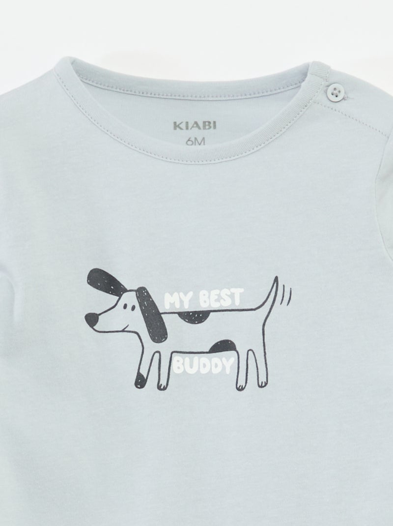 T-shirt à manches longues avec animation Bleu - Kiabi