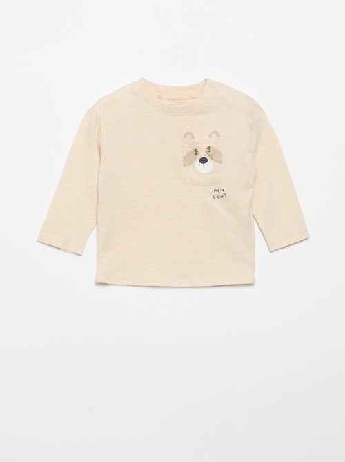 T-shirt à manches longues avec poche animée - Kiabi