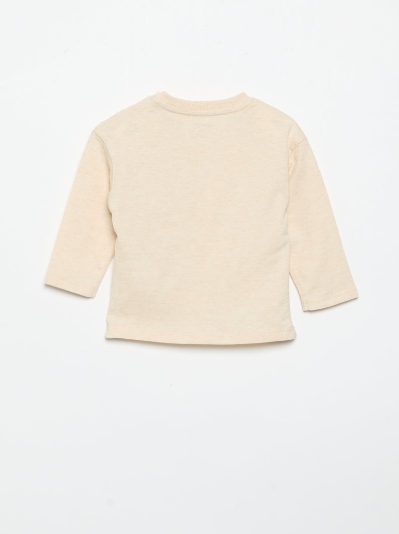 T-shirt à manches longues avec poche animée Beige - Kiabi