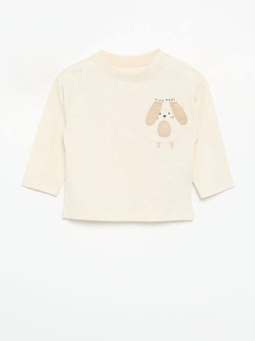 T-shirt à manches longues avec poche animée - Kiabi