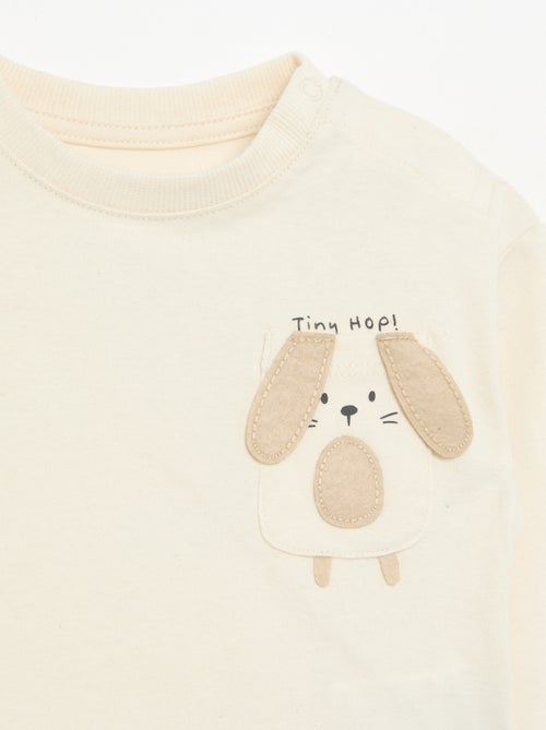 T-shirt à manches longues avec poche animée - Kiabi
