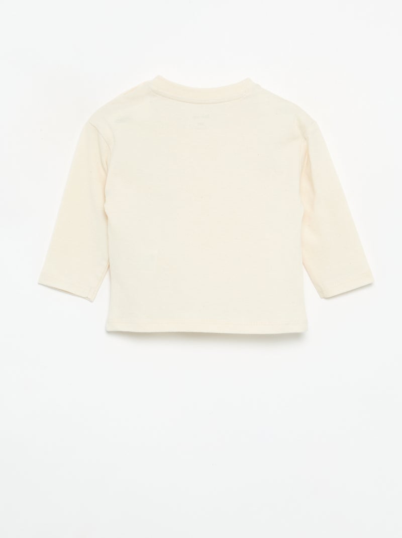 T-shirt à manches longues avec poche animée Blanc - Kiabi