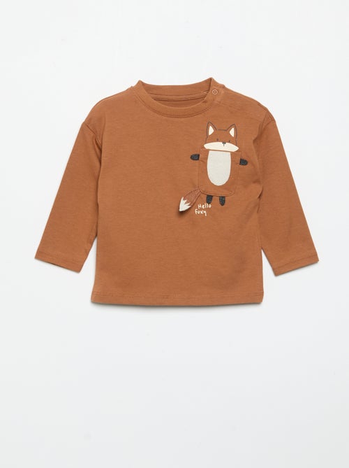 T-shirt à manches longues avec poche animée - Kiabi