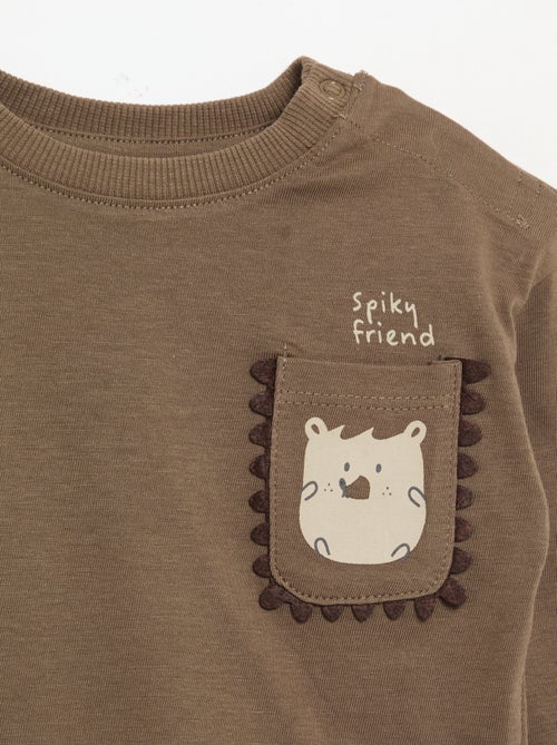 T-shirt à manches longues avec poche animée - Kiabi